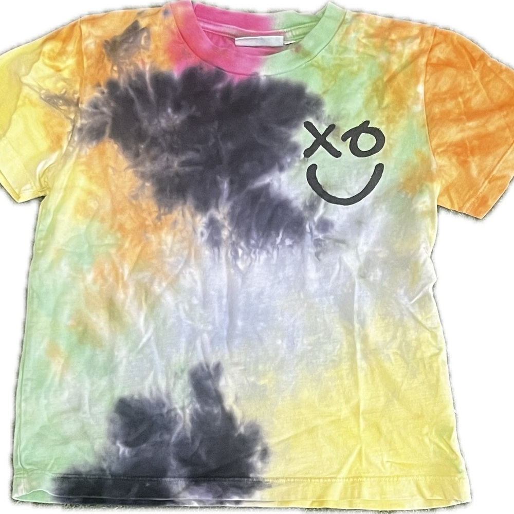 Molo Multicolor Tie-Dye Kids Tee with XO Smiley